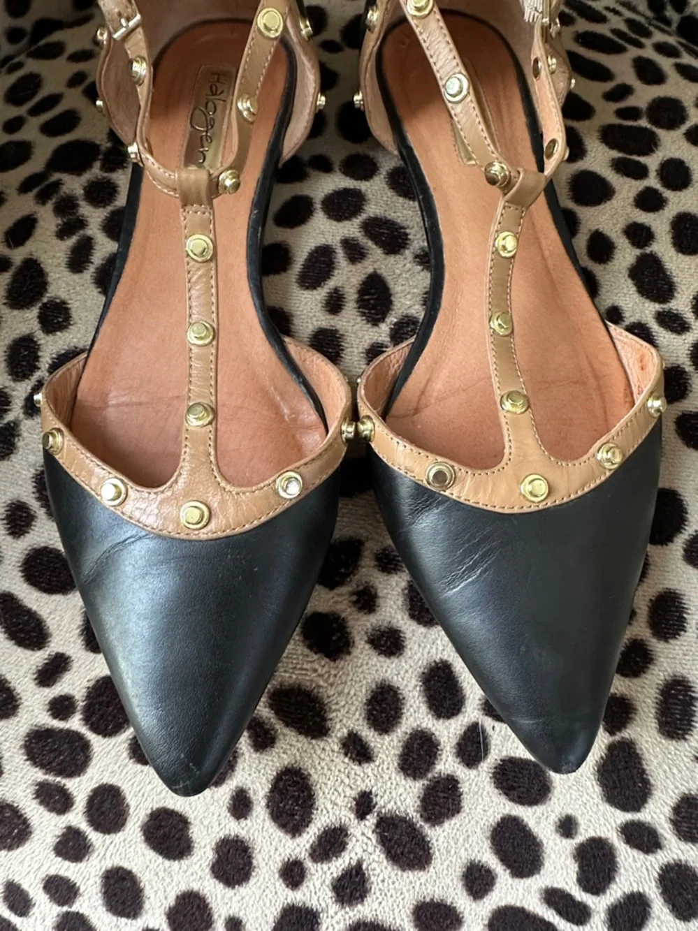 Halogen Black/Tan Studded Trim flats - Picture 10 of 11